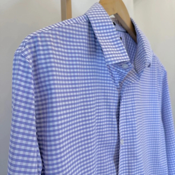 Banana Republic Men's L Camden Fit Purple Check Long Sleeve Button-Up Shirt - Picture 11 of 14